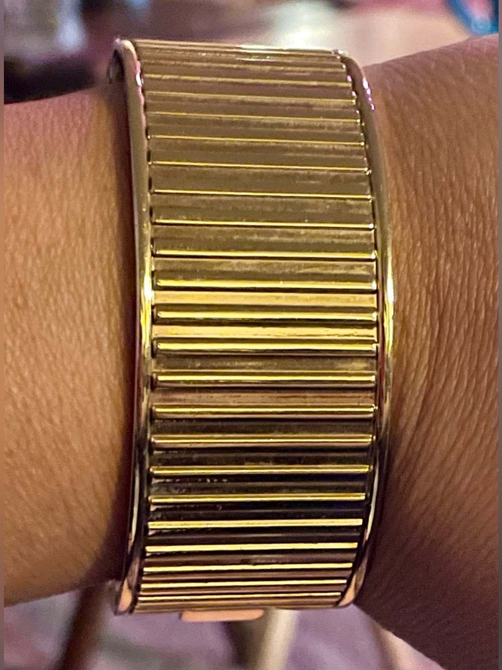 Ann Taylor Gold Ribbed Metal Bracelet